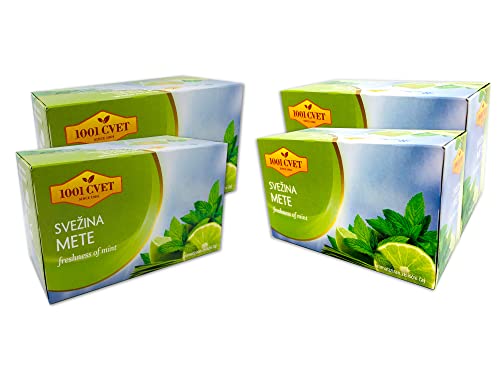 Herbal tea from the mountains of the Alps - The freshness of mint leaves - 4 packs of 20 bags (80 tea bags with mint).