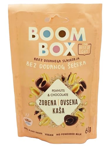 16 Pack BOOM BOX Oatmeal – healthy breakfast selection (Peanut, Chocolate - 60g)