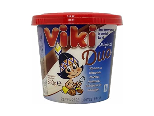 Load image into Gallery viewer, Viki Duo 380 g – Two-Tone Chocolate Snack – Half Dark Chocolate &amp; Half White Vanilla Cream
