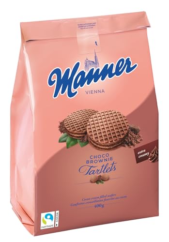 Manner Tartlets | Crispy Cocoa Biscuits with Chocolate Brownie Filling | Pack of 1 (400 g)