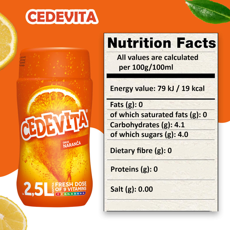 Load image into Gallery viewer, Cedevita Orange Instant 9 Vitamins in Granules 455 grams (for 6 litres of Drink)
