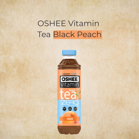 OSHEE Vitamin Tea Black Peach Sugar-Free 555 ml PET Bottle - Pack of 6