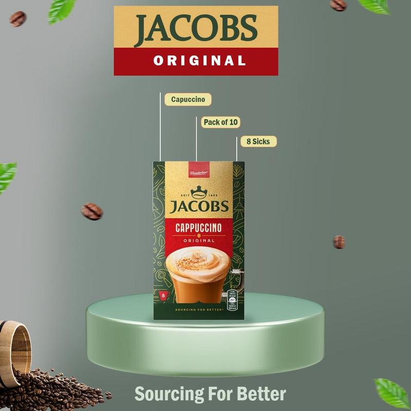 Load image into Gallery viewer, Jacobs 3-in-1 Instant Coffee Liquer Original, Cappuccino, 8 x 10 Sticks, Pack of 80-92.8 g
