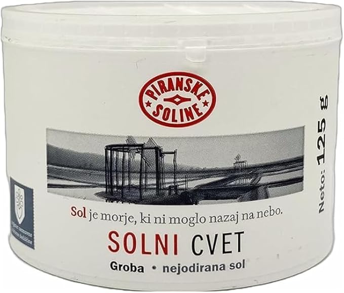 Solni Cvet - Zoutbloem 125 g (Beschermde Oorsprongsbenaming) - Puur biologisch en ongeraffineerd zeezout - Uitstekend voor koken en tafelzout (verpakking van 3) 