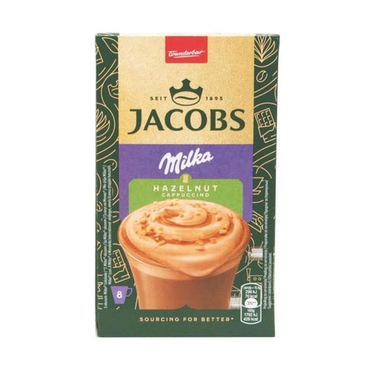 JACOBS Milka Hazelnut Cappuccino – Instant Coffee, 8 Sticks (132g) | Available in 1 Box & 10 Boxes (80 Sticks)