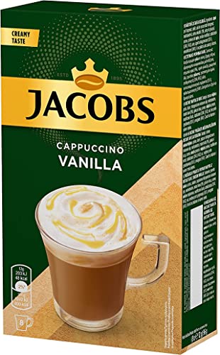 Load image into Gallery viewer, JACOBS Cappuccino 3-in-1 Instant Coffee with Vanilla Milk Flavor Sticks - 12 Gram Single Servings, Fresh Stock, Wholesale, - Pack of 5 Boxes of 8 Sticks Each
