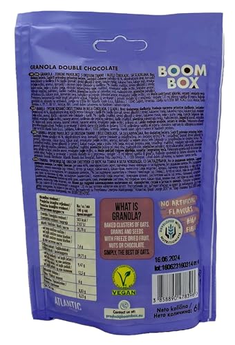 Verpakking van 16 - Boom Box Muesli (Dubbele Chocolade (60g))Merk Sorin Smaak Dubbele Chocolade (60g) Leeftijdscategorie (beschrijving) volwassene Artikelvorm Flaky Specialty Proteinreich 