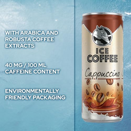 Load image into Gallery viewer, HELL Ice Coffee Cappuccino | 24 x 250 ml cans multipack | 40 mg/100 ml caffeine | contains real Arabica &amp; Robusta coffee bean extracts | 75% UHT milk | Preservative-free | Iced coffee |
