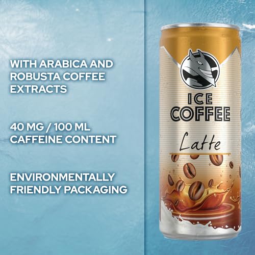 Load image into Gallery viewer, HELL Ice Coffee Latte | 24 x 250 ml cans multipack | 40 mg/100 ml caffeine | contains real Arabica &amp; Robusta coffee bean extracts | 75% UHT milk | Preservative-free | Iced coffee | ready to drink
