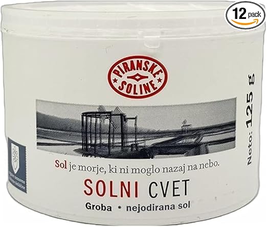 Solni Cvet - Bloemenzout 125 g (Beschermde Oorsprongsbenaming) - Puur biologisch en ongeraffineerd zeezout - Uitstekend voor koken en tafelzout (verpakking van 12) 