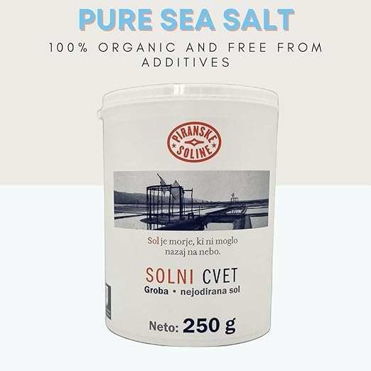 Afbeelding laden in Galerijviewer, Solni Cvet - Fleur de Sel 250g (Beschermde Oorsprongsbenaming) - Zuiver Biologisch en Ongeraffineerd Zeezout - Geschikt voor Koken en Tafelzout (Verpakking van 12) 
