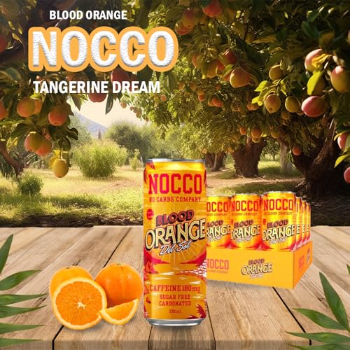 Load image into Gallery viewer, NOCCO BCAA Drink incl. deposit - Apple flavor - Fitness drink with aloe vera - Sugar-free &amp; caffeine-free - No Carbs Company (12 Cans, Blood Orange)
