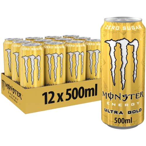 Load image into Gallery viewer, Monster Energy Ultra Gold - Caffeinated Energy Drink with Fruity Pineapple Flavour - No Sugar and No Calories - in Practical Disposable Tins (12 x 500 ml)
