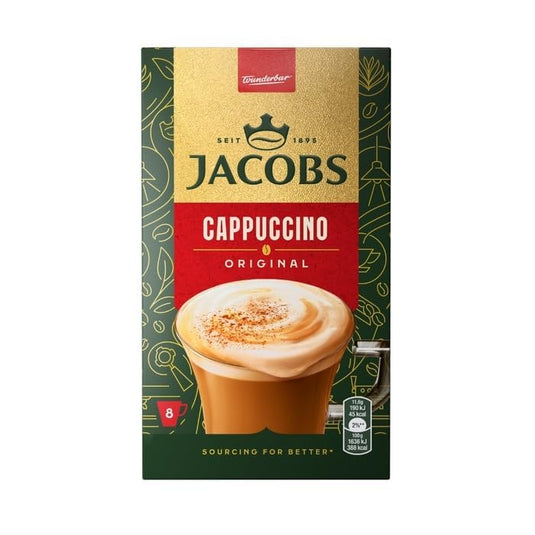 Jacobs 3-in-1 Instant Coffee Liqueur Original Cappuccino |  Available in 1 Box & 10 Boxes (80 Sticks)
