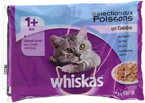 Whiskas 1 + Cat food - Poultry selection in jelly - High quality moist food for adult cats - 84 portion sachets of 100g