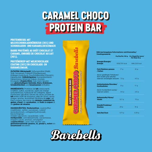 Load image into Gallery viewer, Barebells Protein Bar - Delicious Soft Protein Bars with Chocolate - Low Sugar, 16 g Protein, No Palm Oil - Soft Bar Caramel Choco, 12 x 55
