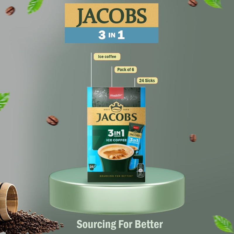 Load image into Gallery viewer, JACOBS 3in1 Ice Coffee Instant Coffee Powder – Refreshing Iced Coffee Mix with Sugar &amp; Creamer – 24 Sticks (304.8g / 297.6g) | Available in 144 Sticks (6 Boxes)
