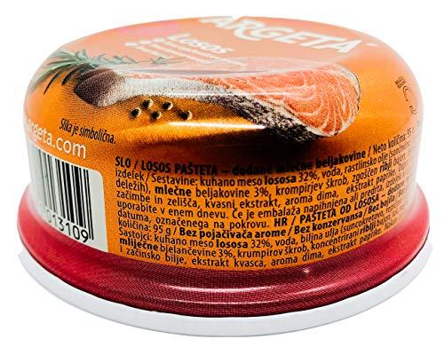 Argeta Premium Exquisite Salmon Pate - 14 Cans Excellent and Delicious Pate - Natural Aroma - Preservative and Gluten Free - 1330 g (95 g per jar x 14)