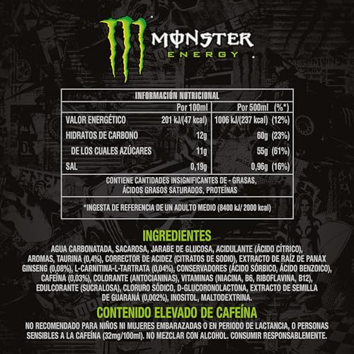 Monster Green Disposable Tins Pack of 24 (24 x 500 ml)