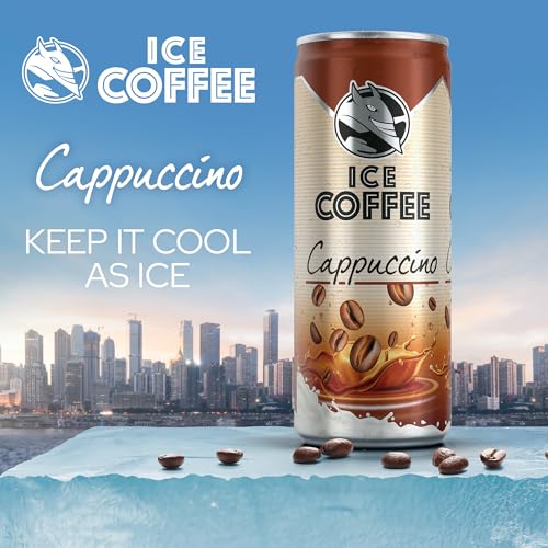 Load image into Gallery viewer, HELL Ice Coffee Cappuccino | 24 x 250 ml cans multipack | 40 mg/100 ml caffeine | contains real Arabica &amp; Robusta coffee bean extracts | 75% UHT milk | Preservative-free | Iced coffee |
