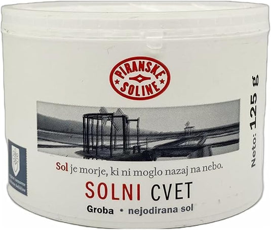 Solni Cvet - Zoutbloem 125 g (Beschermde Oorsprongsbenaming) - puur biologisch en ongeraffineerd zeezout - geschikt voor koken en tafelzout (verpakking van 3) 