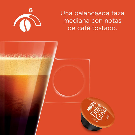 Lungo DOLCE GUSTO 16CAPS. Balanced and roasty