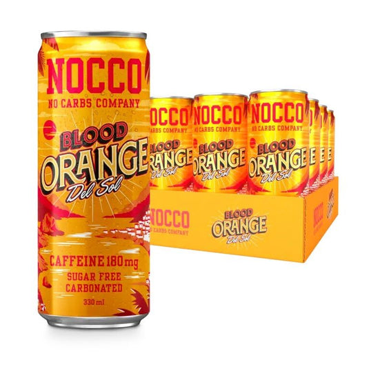 24 cans | NOCCO BCAA Energy Drink incl. Naranja Sangre Del Sol 330 ml | BCAA | 105 mg Cafeína | Soft drink without sugar | Energy drink incl. | Buxtrade