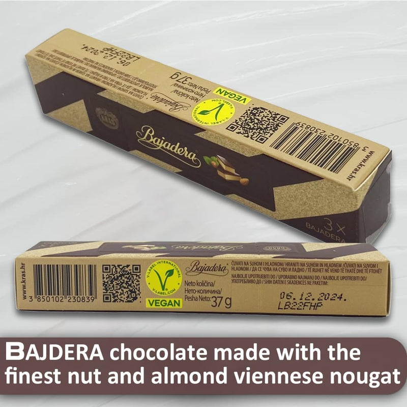 Afbeelding laden in Galerijviewer, Premium Bajadera Diamond Chocolates met de beste noten- en amandel-Weense nougat – Kosher, halal en veganistisch gecertificeerde Bajadera Chocolates – Multipack-formaten (37 G, 6 STUKS) 
