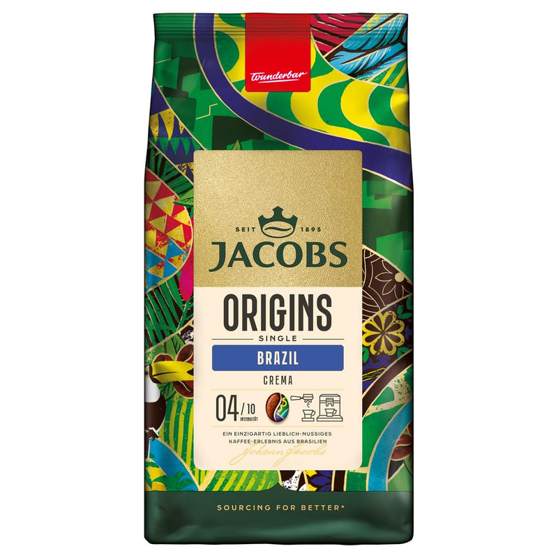 Load image into Gallery viewer, Jacobs Origins Brazil 1 kg – Premium Whole Bean Coffee – Balanced Roast, Nutty &amp; Chocolate Notes, Ideal for Espresso &amp; Filter
