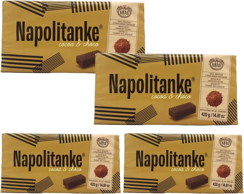 Afbeelding laden in Galerijviewer, NAPOLITANKE KRAS Premium Wafers - Premium Wafers Biscuits met heerlijke melk, chocolade crème, hazelnoot, citroen en sinaasappel vullingen - Meerdere maten (16x420g) 
