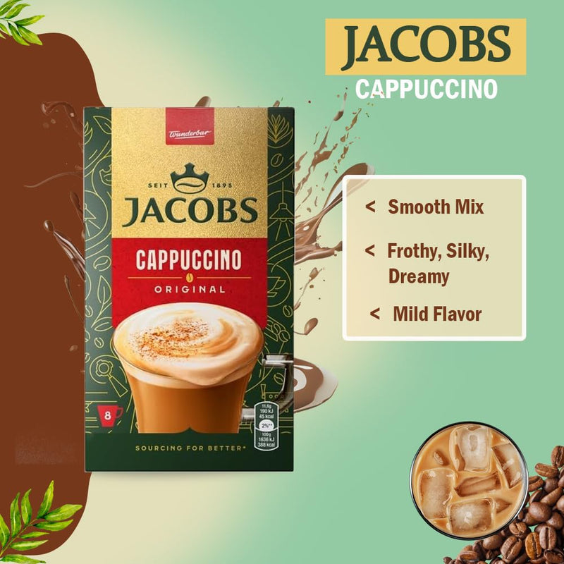 Load image into Gallery viewer, Jacobs 3-in-1 Instant Coffee Liquer Original, Cappuccino, 8 x 10 Sticks, Pack of 80-92.8 g
