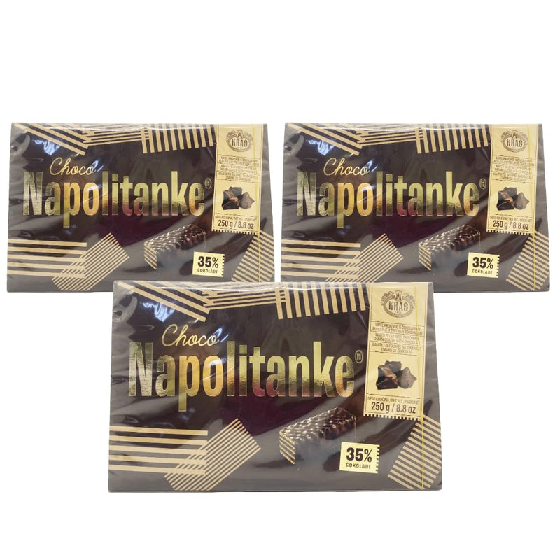 Afbeelding laden in Galerijviewer, NAPOLITANKE KRAS Premium Wafels - Premium Wafelkoekjes met Heerlijke Melk, Chocolade Crème, Hazelnoot, Citroen en Sinaasappel Vulling - Verschillende Groottes (500 g, 6 Stuks) 
