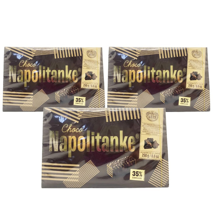 NAPOLITANKE KRAS Premium Waffles - Premium Waffle Biscuits with Delicious Milk, Chocolate Cream, Hazelnut, Lemon and Orange Fillings - Various Sizes (250 g, 3 Pieces)