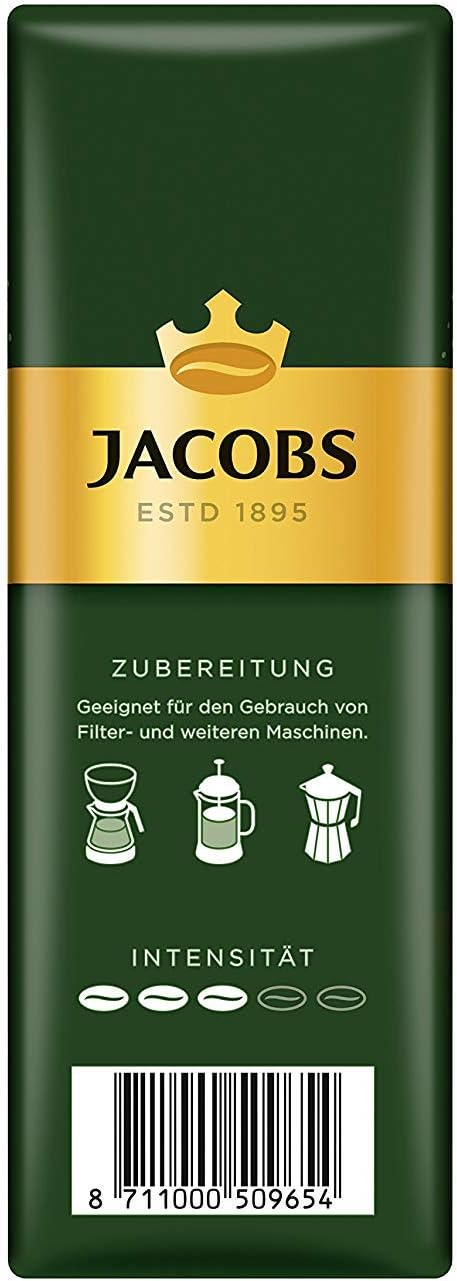 JACOBS 500g Krönung Entkoffeiniert Decaf Ground Coffee – Smooth Flavor, Premium German Coffee, Mild Aroma – Pack of 12