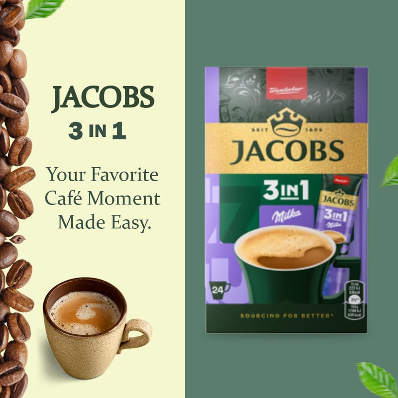 Load image into Gallery viewer, JACOBS 3in1 Milka Instant Coffee Powder – Coffee Mix with Milka Chocolate Flavor, Sugar &amp; Creamer – 24 Sticks (297.6g) | Also Available in 144 Sticks (6 Boxes)

