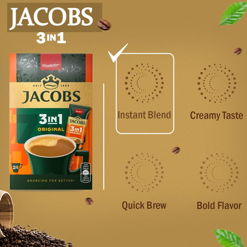 Load image into Gallery viewer, JACOBS 3in1 Instant Coffee Powder – Rich &amp; Creamy Coffee Mix with Sugar &amp; Creamer – 24 Sticks (302.4g) | Available in 144 Sticks (6 Boxes)
