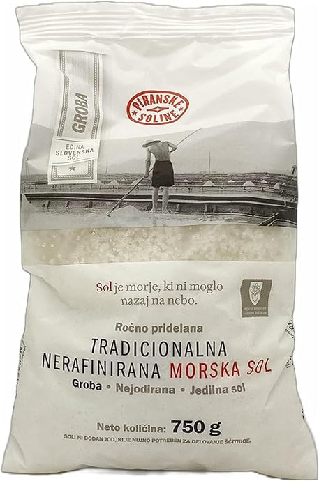 Traditional Coarse Non-Iodized Unrefined Sea Salt (750 Grams Bag) - All Organic and Unrefined Sea Salt - Good for Cooking and Table Salt (26 oz)...