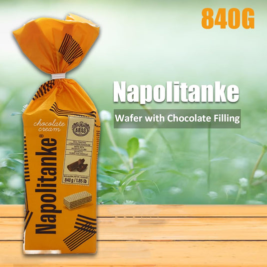 NAPOLITANKE KRAS Premium Waffles - Premium Waffle Biscuits with Delicious Milk, Chocolate Cream, Hazelnut, Lemon and Orange Fillings - Various Sizes (840 g Chocolate & Cream, 4 Pieces)