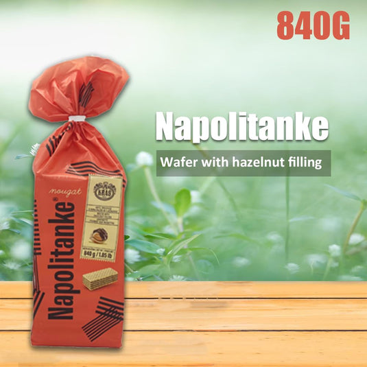 NAPOLITANKE KRAS Premium Waffles - Premium Waffle Biscuits with Delicious Milk, Chocolate Cream, Hazelnut, Lemon and Orange Fillings - Various Sizes (840 g HAZELNUT, Pack of 8)