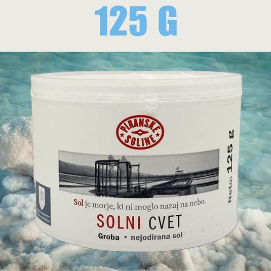 Solni Cvet - Zoutbloem 125 g (Beschermde Oorsprongsbenaming) - puur biologisch en ongeraffineerd zeezout - geschikt voor koken en tafelzout (verpakking van 3) 