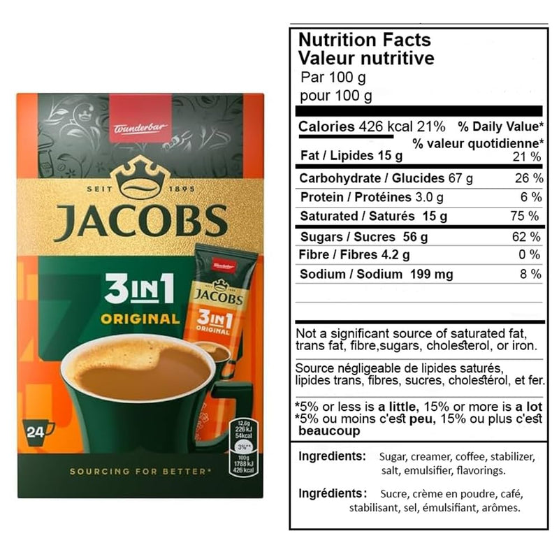 Load image into Gallery viewer, Jacobs 3-in-1, instant coffee powder, 24 sticks/sachets, 302.4 g, 6 packs of 24 sticks, total 144 sticks
