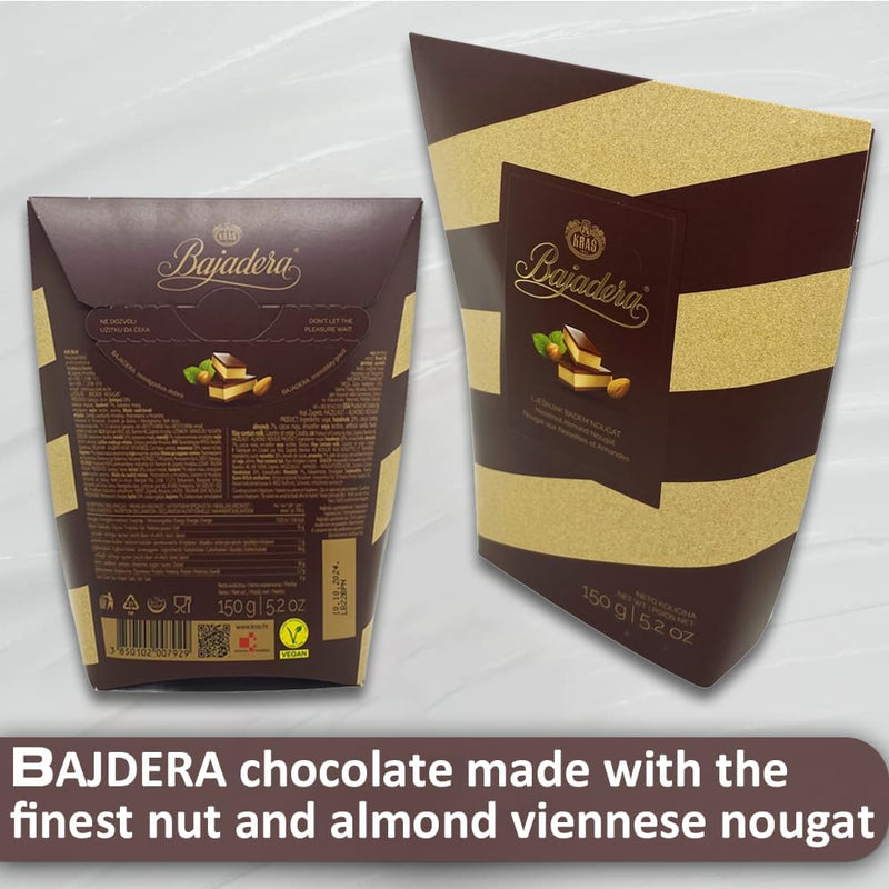 Afbeelding laden in Galerijviewer, Premium Bajadera Diamond Chocolates met de beste noten- en amandel-Weense nougat – Kosher, halal en veganistisch gecertificeerde Bajadera Chocolates – Multipack-formaten (150 G, 1 STUKS) 
