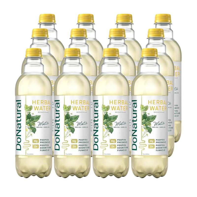 Load image into Gallery viewer, 12 Pack DoNatural Herbal Water - Mint with Lemon Balm &amp; Chamomile, 500 ml - Low Calorie Relaxation Drink with Magnesium &amp; Zinc, Natural, Vegan Herbal Water
