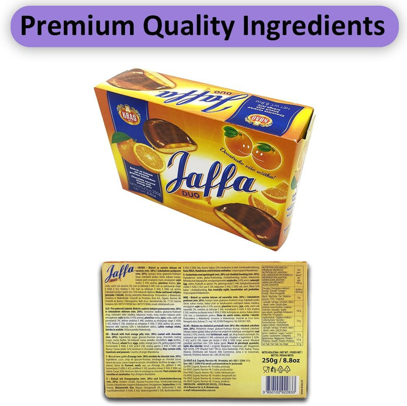 Load image into Gallery viewer, Jaffa Duo Orange Jelly &amp; Chocolate Covered Biscuits 250g Twin Pack - Rich Cocoa, Real Orange Juice, 52% Cocoa Coating Jaffa Cakes, Multiple Sizes 125g, and 250g (250 G, 6 PCS)
