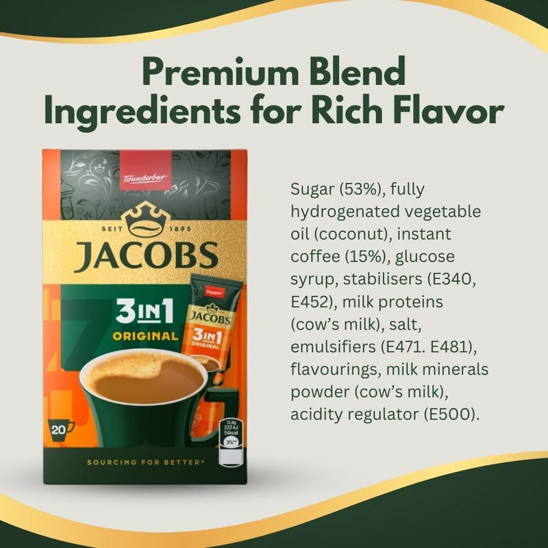 Load image into Gallery viewer, JACOBS 3in1 Instant Coffee Powder – Rich &amp; Creamy Coffee Mix with Sugar &amp; Creamer – 24 Sticks (302.4g) | Available in 144 Sticks (6 Boxes)
