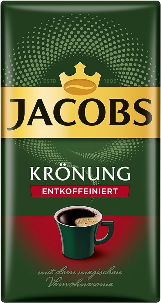 Load image into Gallery viewer, JACOBS 500g Krönung Entkoffeiniert Decaf Ground Coffee – Smooth Flavor, Premium German Coffee, Mild Aroma – Pack of 12
