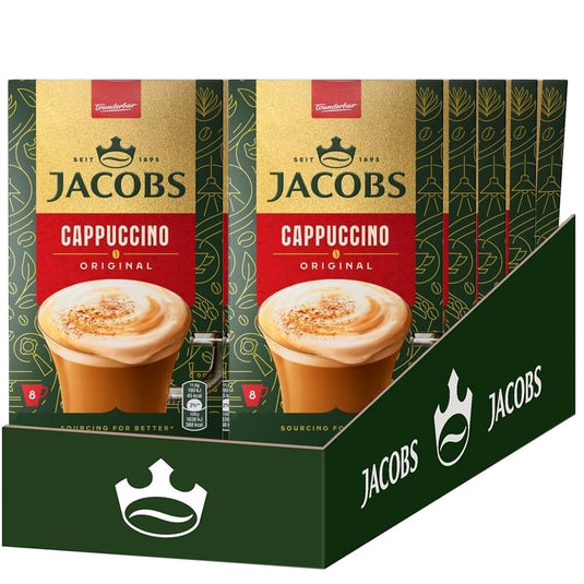 Jacobs 3-in-1 Instant Coffee Liqueur Original Cappuccino |  Available in 1 Box & 10 Boxes (80 Sticks)