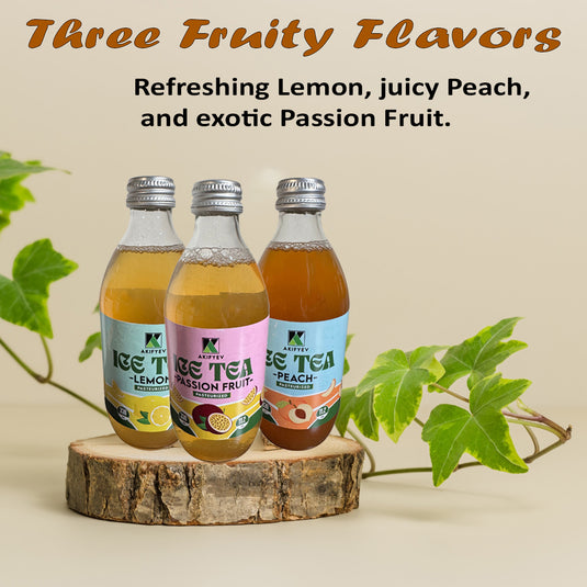AKIFYEV BIO Ice Tea Passion Fruit 12 x 330 ml | Premium Organic Ice Tea in Glass Bottles | Cold Brew + Nitrogen Flush | Natural, Vegan & Allergen-Free Refreshment