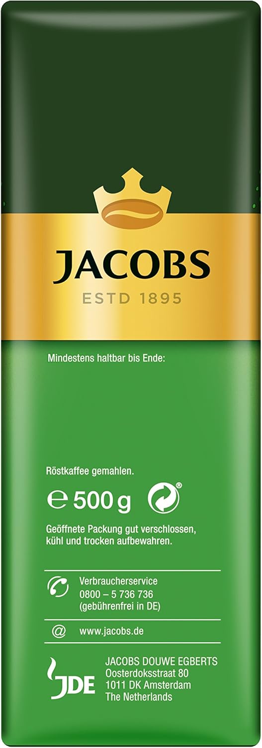 Jacobs Auslese Classic 500 g – Ground Coffee – Balanced Medium Roast for Filter, Drip & French Press
