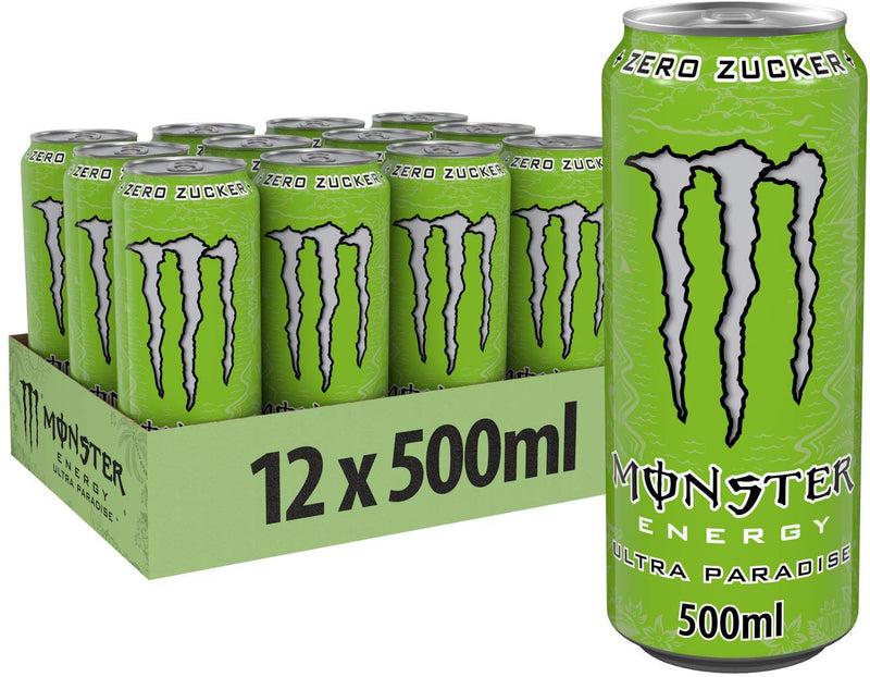 Afbeelding laden in Galerijviewer, Monster Energy Ultra Paradise - Caffeinated Energy Drink with Combination of Apple, Kiwi and Cucumber - No Sugar and No Calories - in Practical Disposable Tins (12 x 500 ml)
